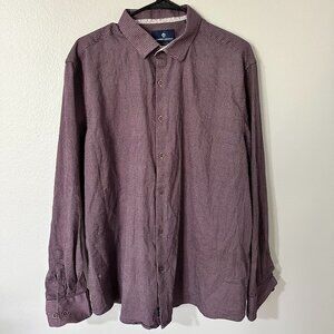 Luchiano Visconti Men's Long Sleeve Button Down Collared Shirt Burgundy XL